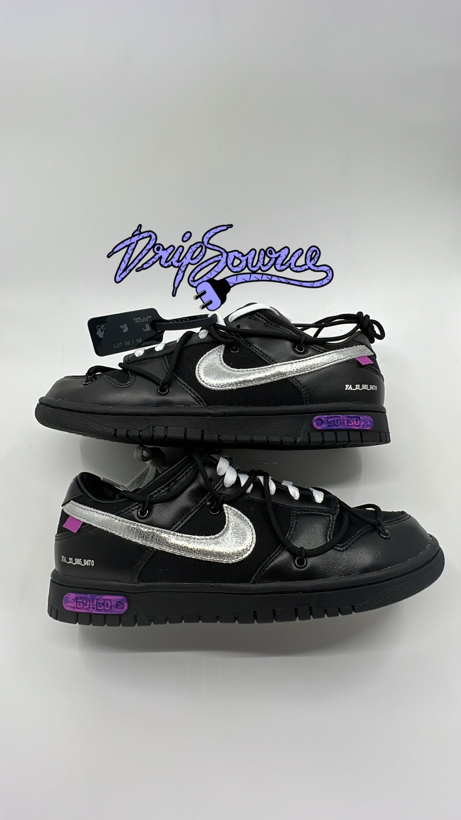 OFF WHITE X NIKE Taglia 10 Nike x Off White Dunk SB lotto 50 nero DM1602001