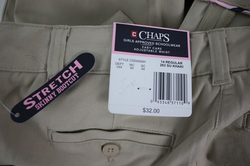 NEW CHAPS Girl's Easy Care Adjustable Waist Stretch Skinny Bootcut Pant Sz 14 - Picture 5 of 6