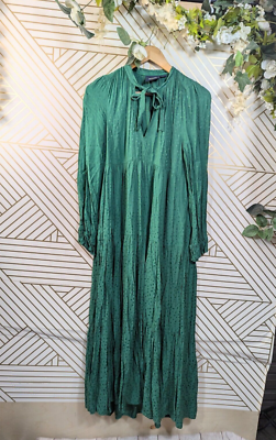 maeve green dress anthropologie Women's Wendy Tiered Maxi Long Sleeve Size XS Web Collection: Galentines