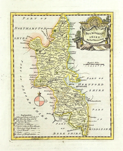 map Buckinghamshire by Thomas Kitchin Original copper engraved 1794