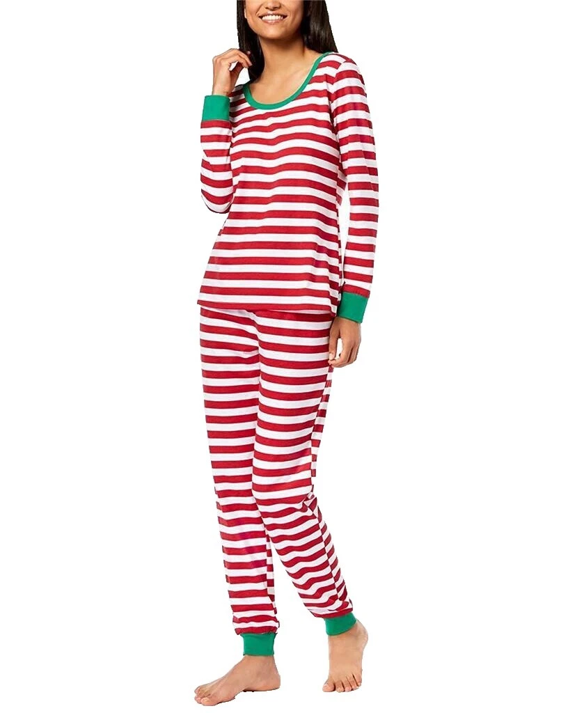 Pijamas y batas a rayas de algodón de Navidad para De mujer