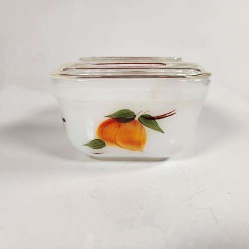 Fire King Oven Ware Refrigerator Dish With Lid Painted Vintage - Picture 3 of 12