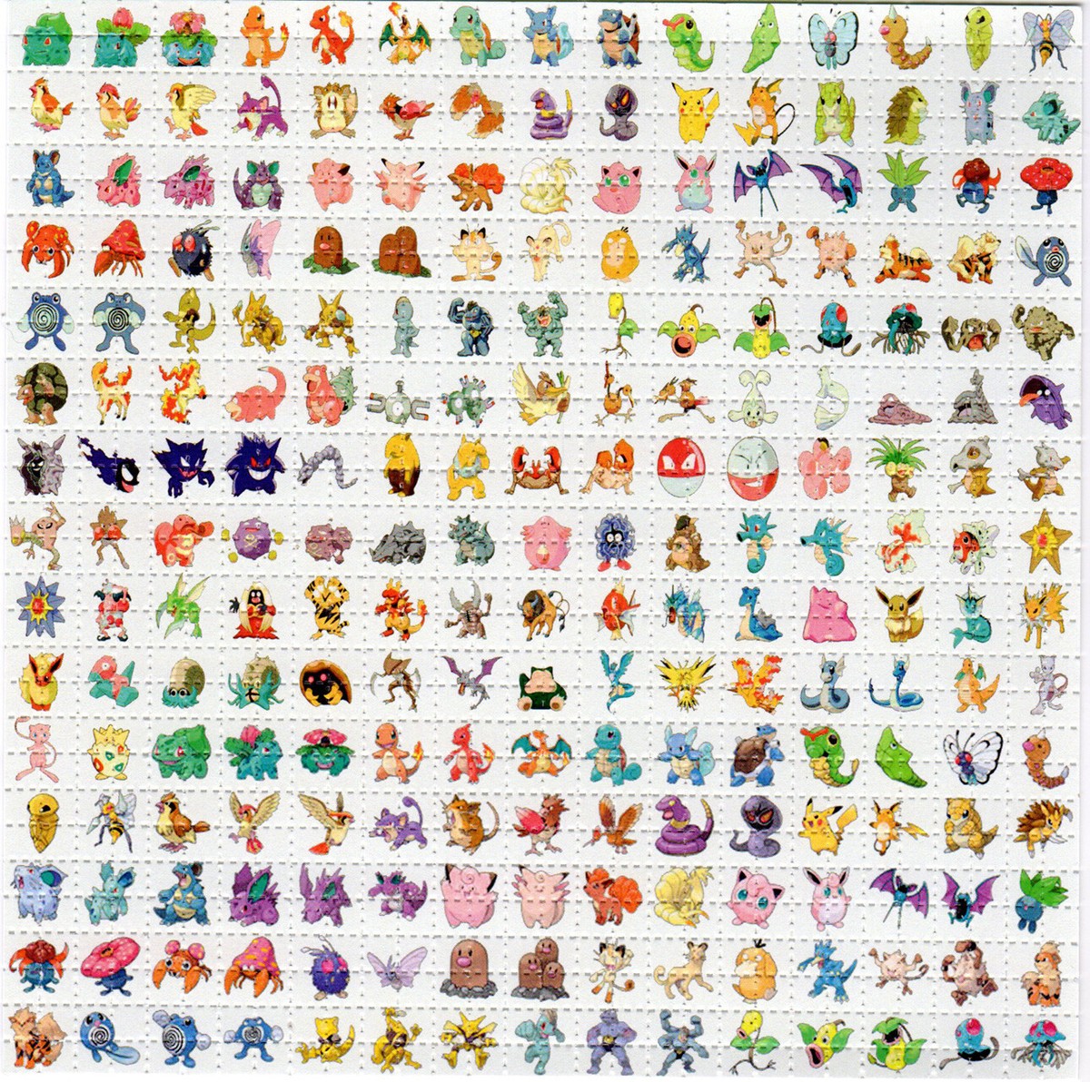 151 Original Pokemon BLOTTER ART perforated sheet paper