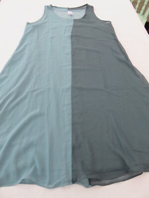 MARLA WYNNE SEA BREEZE GRÜN FARBBLOCK MODETTE ÄRMELLOSES CHIFFONKLEID UK 12