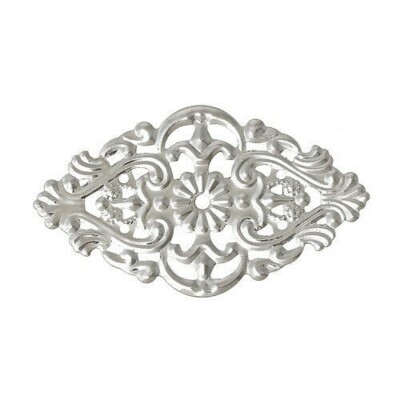 10 Silver 54mm Filigree Flat Diamond Bendable Focal Bead Components Cabochons
