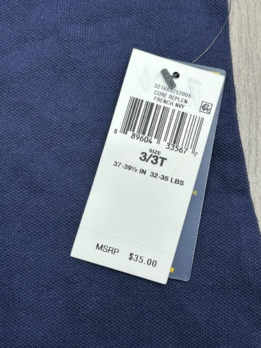 Polo Ralph Lauren Kid's French Navy Short Sleeve Pony Logo Polo Shirt Size 3/3T - Afbeelding 3 van 6