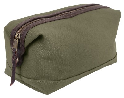 Rothco Canvas Leather Travel Kit - Olive Drab Toiletry Travel Bag