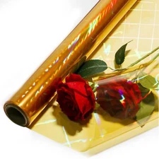 Iridescent Gold Cellophane Wrap Roll 34" x 50Ft Baskets Gifts Floral