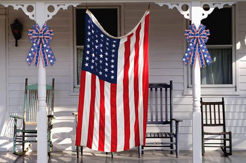 Large Patriotic Bows for Wreath, Patriotic Wreath Bows Memorial Day Burlap Strip - Picture 4 of 12