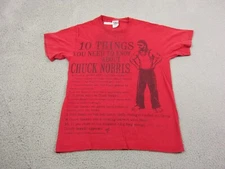 Vintage Chuck Norris Shirt Mens Medium Red Meme Y2K Funny Casual Distressed