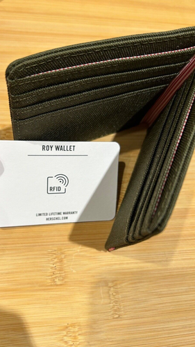 Herschel Olive Green Bifold Slimfold Roy Wallet NWT - Picture 3 of 5