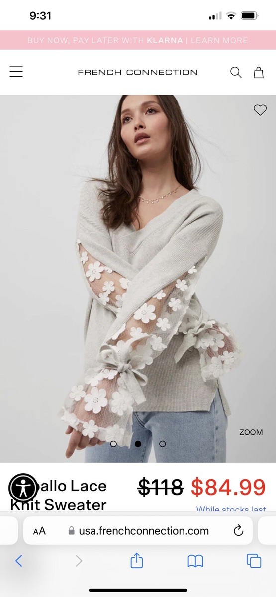 french connection caballo floral lace sleeve sweater