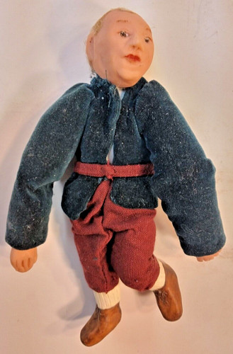 Antique German Doll House Bisque Man Original Clothes 7" Real Hair Old World