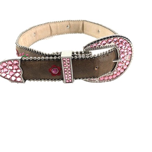 Blazin Roxx Brown Rhinestone Southwestern Embroidered Western Belt M N3519802 Blazin Roxx Western Belt Womens Southwest Diamond Brown  main image 3