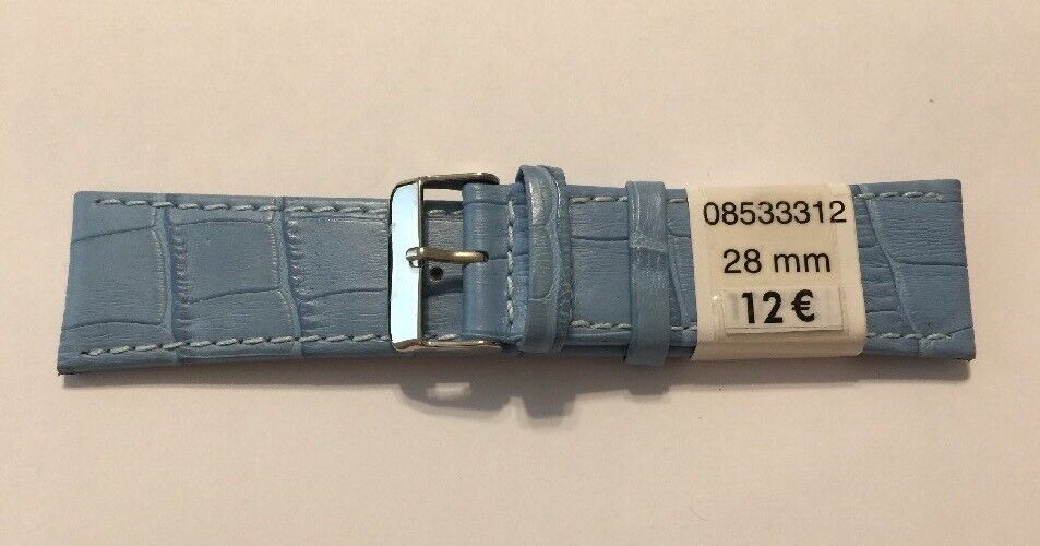 PIERO MAGLI Light Blue Crocodile Grain Leather Watchband 28mm, 8.25”