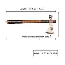 17" Viking Axe, Carbon Steel Indian Style peace pipe Axe tomahawk  hatchet