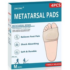 ZRCZRC 4Pcs Metatarsal Pads for Men and Women, Ball of Foot Cushion M, Beige