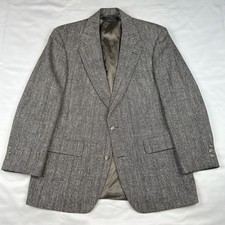 VTG Brooks Brothers 70s Blazer Sport Coat Sz 40R Made USA Herringbone Tweed Silk