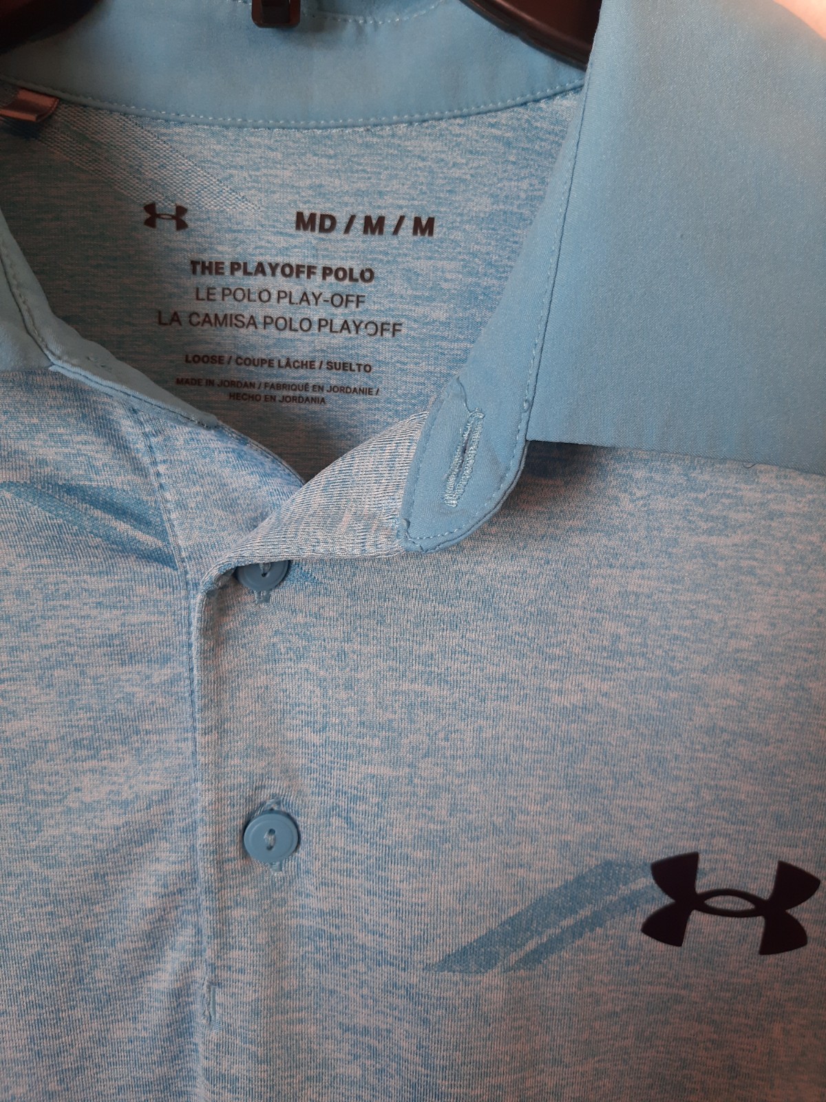 Under Armour The Playoff Polo Aqua Blue Size Medium Golf--NEW w/o tags thumbnail 2