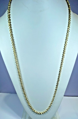 AGI Italy Two Tone Necklace 22K Gold Over Sterling Silver 30'' NOS 16.6g