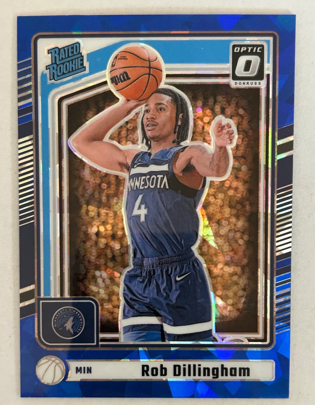 2024-25 Donruss Rob Dillingham Optic Rated Rookie Preview Blue Cracked Ice P-204