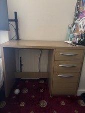 Solid Oak Computer Desk with 3 Drawers
