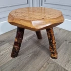 Small Milking Foot Stool Plant Stand Table Solid Wooden Rustic Primitive Branch