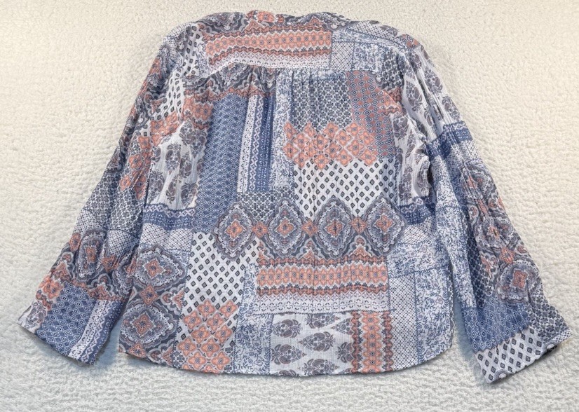 Ruby Rd. Patchwork Blouse PXL Boho Pintuck Pleate… - image 2