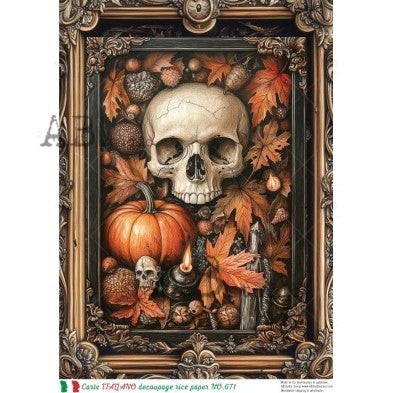 Fall Scavenger Skull #671 | A4 Rice Paper | Paper for Decoupage | AB Studios