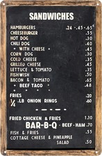 Tin Metal Sign 1940's Diner Menu Restaurant Decor Retro Home 8x12