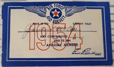 1954 Air Force Aid Society Membership Card USA 🇺🇸 