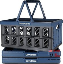 Eco Collapsible Shopping Basket with Handles, 24L 3 Pack 24L - 3 Pack Ocean