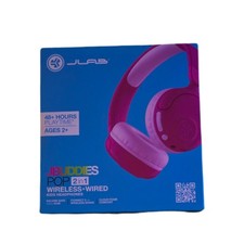 JLab JBuddies Pop 2-in-1 Kids Headphones Pink Wired  Wireless 48Hr Open Box