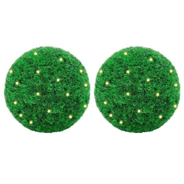 KüNstliche Buchsbaumkugeln Mit Led-Leuchten 2 Stk. GrüN 45 Cm-image