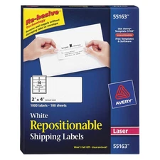 AVERY 5NHH7 PK 5 Laser Mailing Label,2" H,4" W,PK100 5NHH7