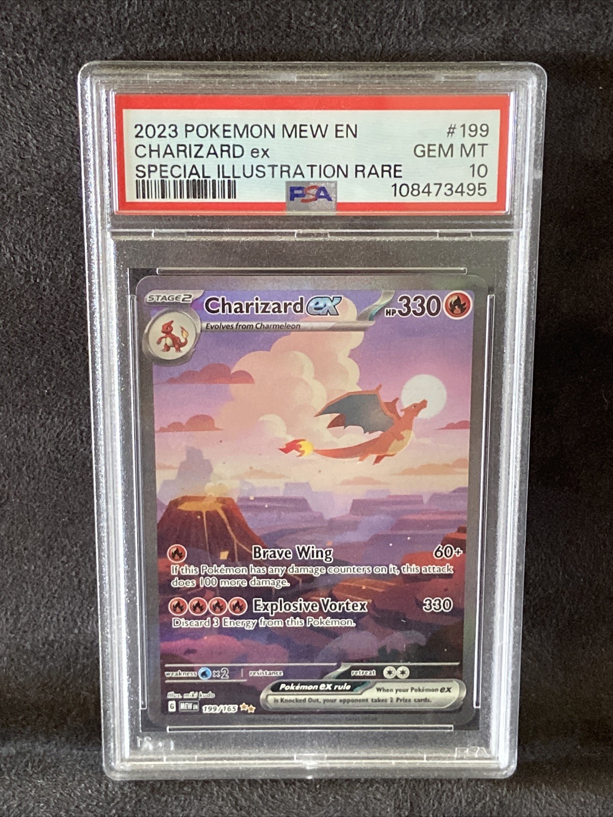 2023 POKEMON MEW EN-151 SPECIAL ILLUSTRATION RARE #199 CHARIZARD EX PSA 10