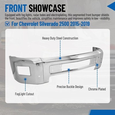 Chrome Steel Front Bumper w/ Park Holes For Chevy Silverado 2500/3500 HD 2015-19