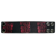 Men's Fall Out Boy Stencil Logos Wristband Medium/Large Black