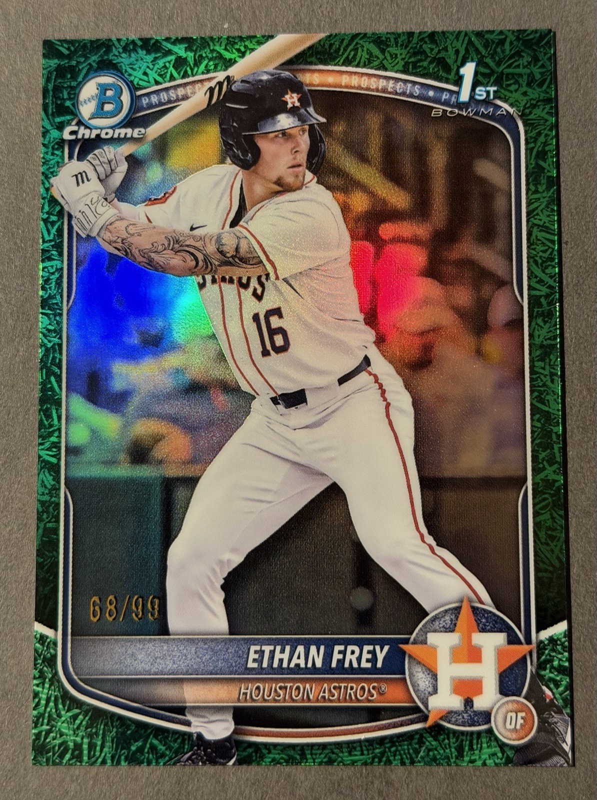 ETHAN FREY 2025 BOWMAN CHROME DRAFT 1ST GREEN GRASS REFRACTOR 68/99
