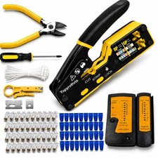 Pass Through RJ45 Crimp Tool Kit Tester Fits Cat6/Cat5e Ethernet Network