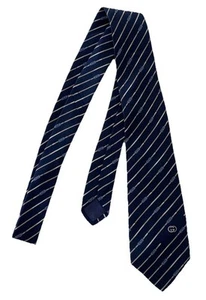 Cravate homme en soie rayée bleue GUCCI. Fabriqué en Italie. Ec