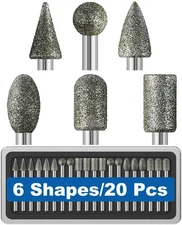 20Pcs 120-Grit Diamond Grinder Bit 1/8" Shank Compatible with Dremel Rotary T...