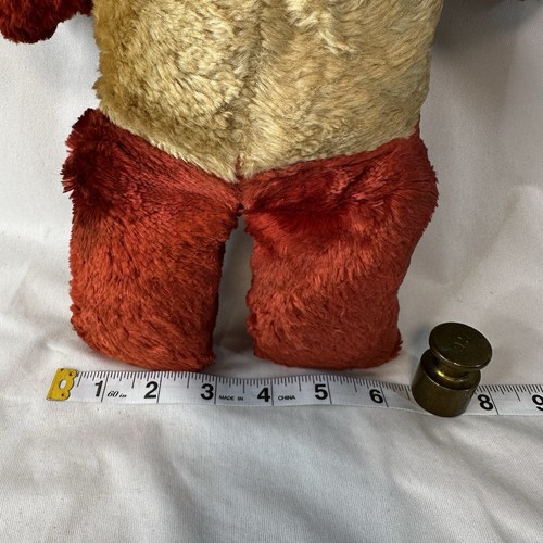 Antiguo oso de peluche cabeza de paja roja de felpa con ojos googly juguete de peluche temprano cosido a mano - Imagen 5 de 11