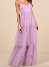 NWT Lulus Tulle Bustier Maxi Dress S Lilac Tiered Formal Gown Prom Bridesmaid