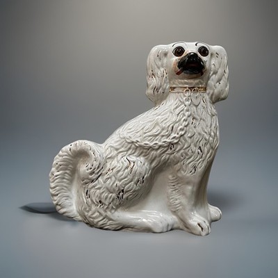 GROSSER antiker Staffordshire Hund / Schornstein Spaniel / Wally gegraben 10'' hoch ca.