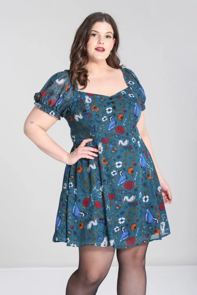 favlux blue floral dress RIXO Abi Chiffon Midi Tulip Fields Cornflower Blue
