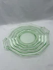 Green Depression Era Uranium Glass Art Deco Handled Serving Tray ~Tea Room Style