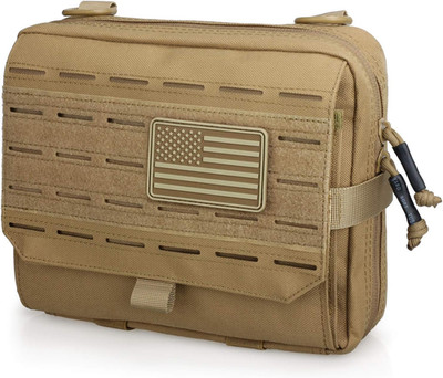 Tactical Admin Pouch with Tri-Fold Open Design, MOLLE Tool Pouch, First Aid Pouc