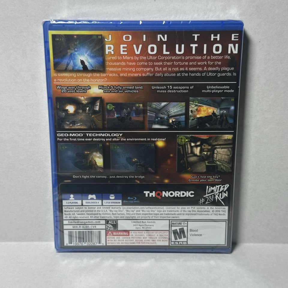 Red Faction PS4 (Brand New Factory Sealed US Version) PlayStation 4 - Image 2 of 2