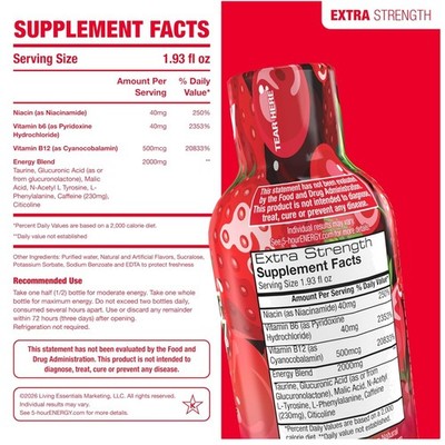 Tasty Berry Energy Shot - B Vitamins, Amino Acids, 20 Ct